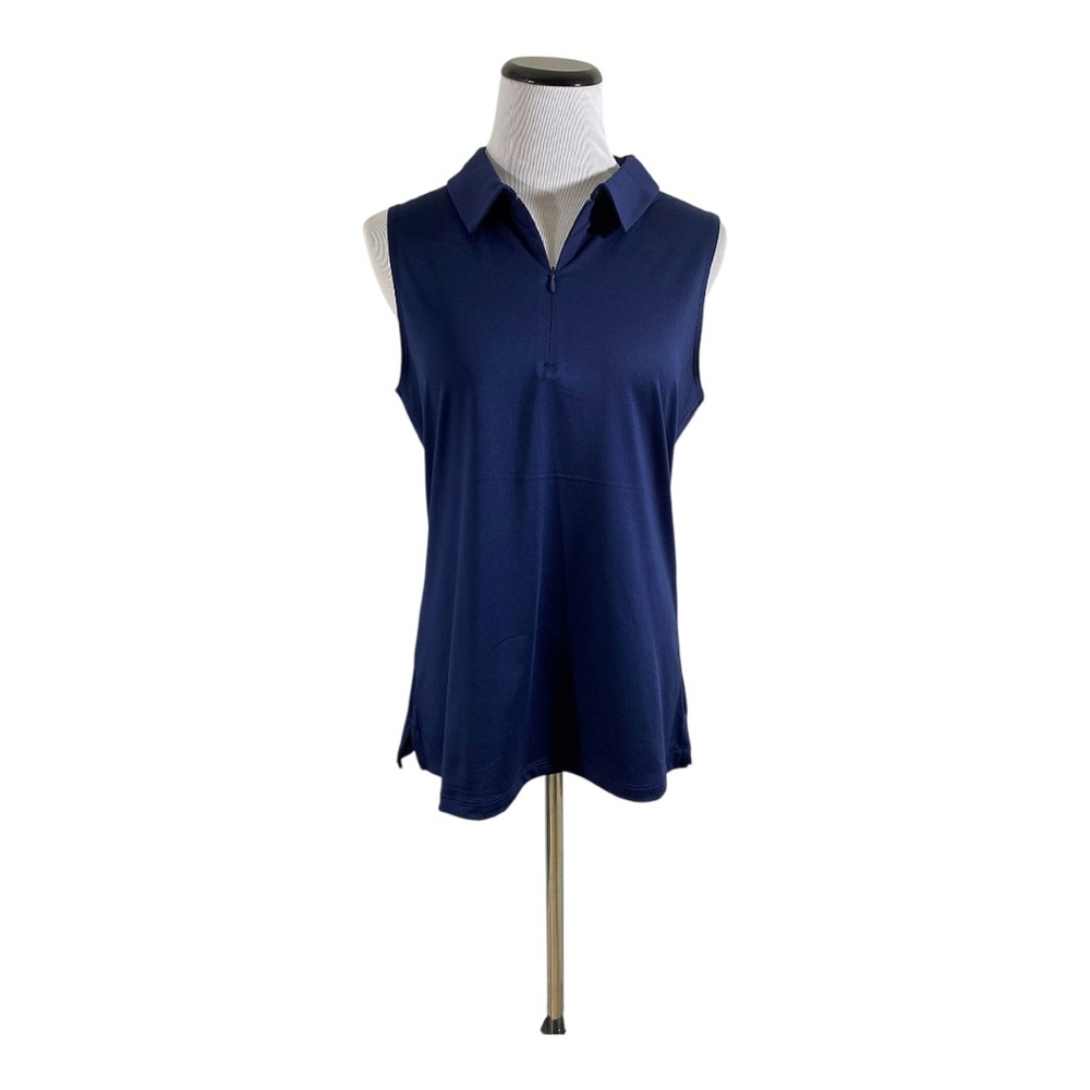 Tommy Bahama Active Sleeveless Polo Top Sz L Blue Golf Tennis Activewear